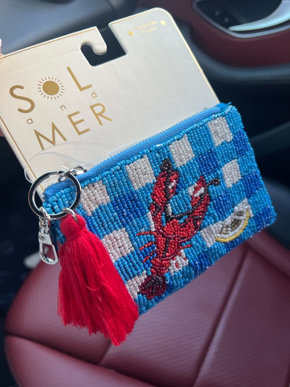 Sol & Mer Lobster Beaded Coin Pouch